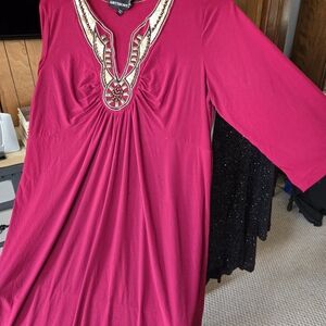 Anthony Richards Deep Maroon Embellished V-Neck Tunic